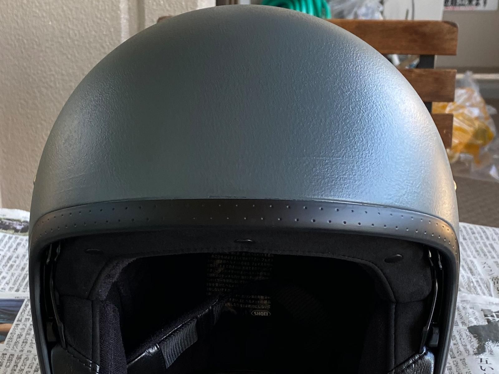 SHOEI J.O.（ヘルメット） をイーグルブルーグレーで刷毛塗り全塗装