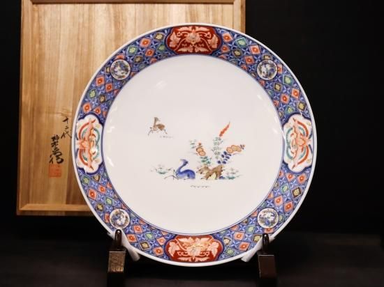 国家重要無形文化財指定十二代柿右衛門作 染錦鹿画皿 - 有田焼 八右