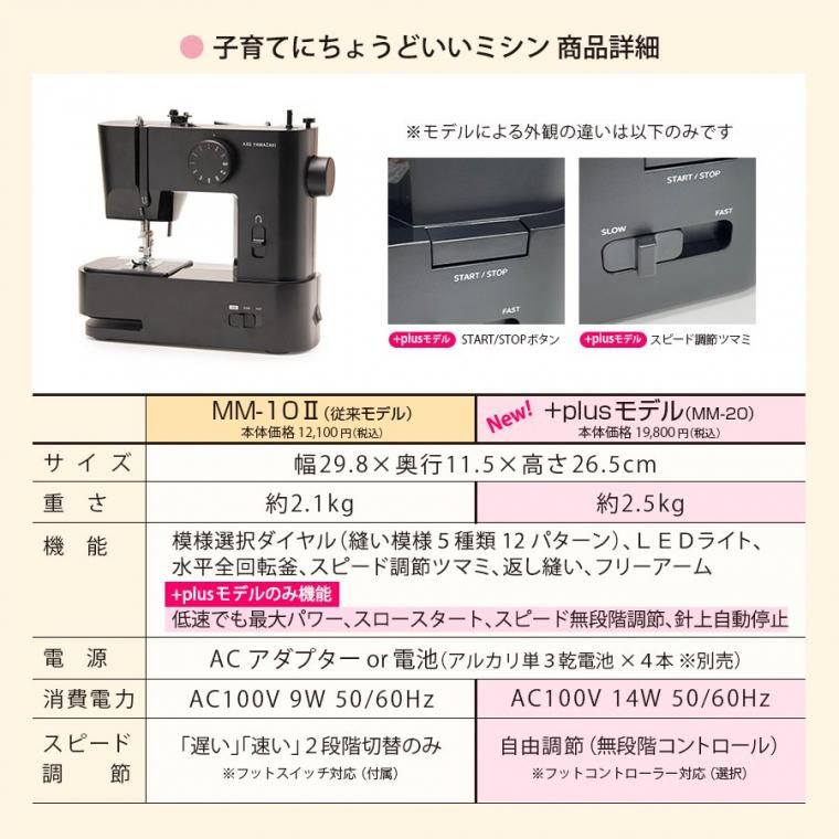 2024年最新モデル】 子育てにちょうどいいミシン +plus ミシン MM-10II