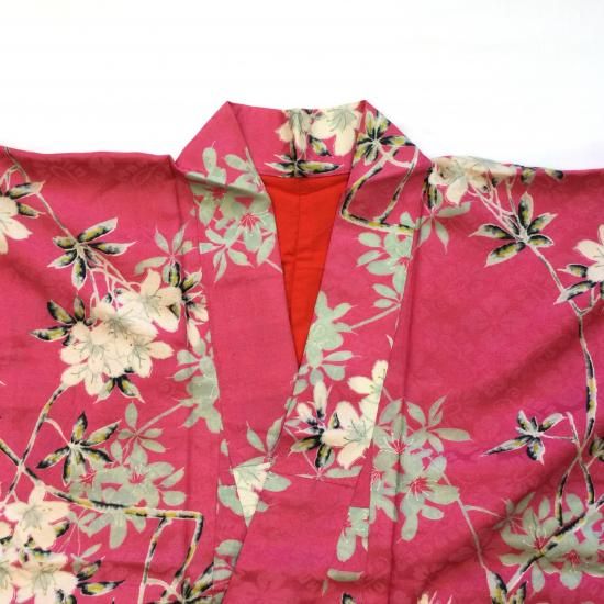 やゝK-728＊スモールサイズ・桜花咲くピンク／アンティーク着物 - yaya