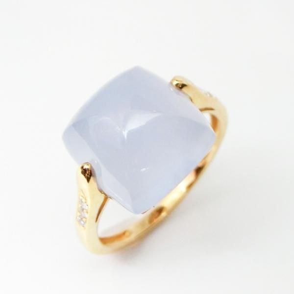 ブルーカルセドニー ダイヤモンドリング CHA 8.47ct D 0.06ct K18YG