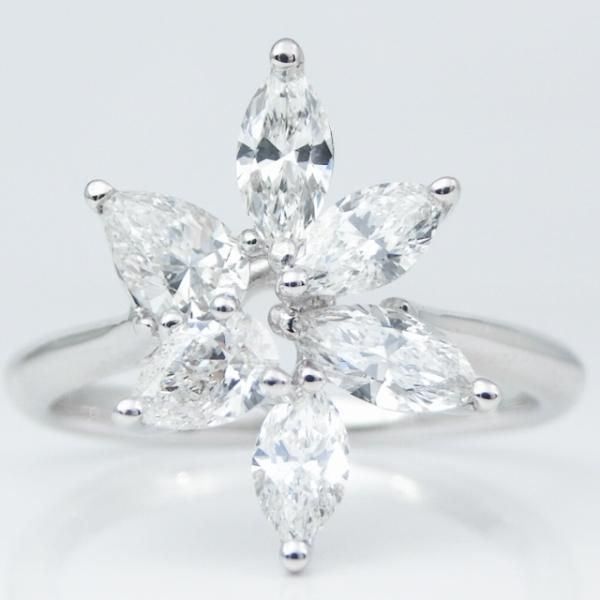 マーキス ペアシェイプダイヤモンドリング D 0.66ct 0.42ct K18WG