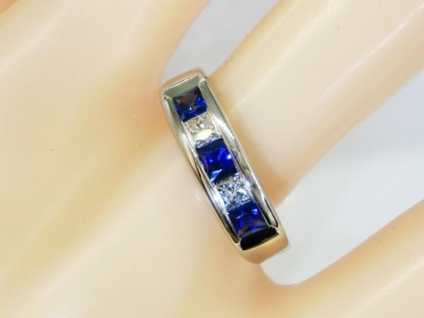 サファイア プリンセスカットダイヤモンドリング SA 0.50ct D 0.18ct