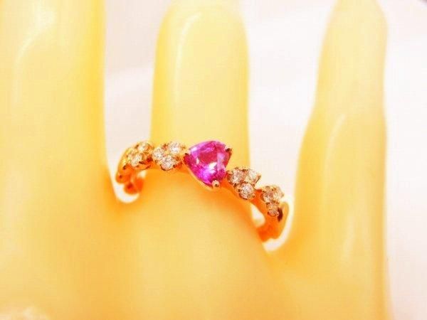 ハートシェイプピンクサファイア ダイヤモンドリング PS 0.47ct D 0.21