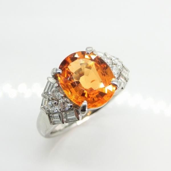 スペサルティンガーネット ダイヤモンドリング GA 3.80ct D 0.67ct Pt900