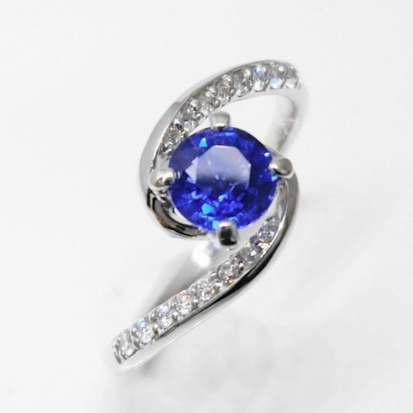 非加熱コーンフラワーブルーカラーサファイア ダイヤモンドリング SA