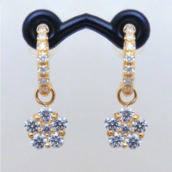 フラワーモチーフダイヤモンドスイングタイプピアス D 0.60ct K18YG