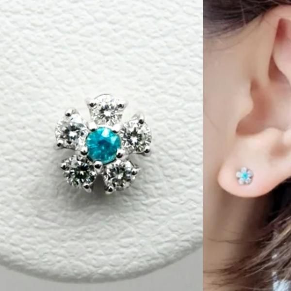 ブラジル産パライバトルマリン ダイヤモンドピアス PA 0.066ct D 0.28