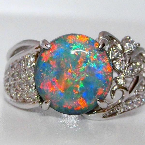 ブラックオパール ダイヤモンドリング BO 2.87ct D 0.32ct Pt900日独