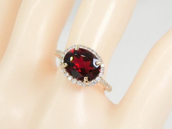 ガーネット ダイヤモンドリング GA 2.69ct D 0.26ct K18YG 日独宝石