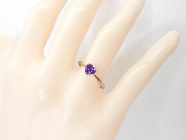 ハートシェイプ パープルサファイア ダイヤモンドリング SA 0.68ct