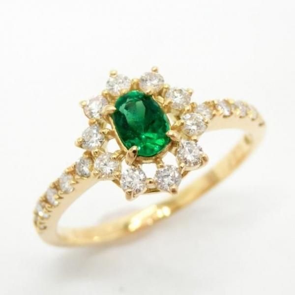 エメラルド ダイヤモンドリング EM 0.27ct D 0.36ct K18YG 日独宝石