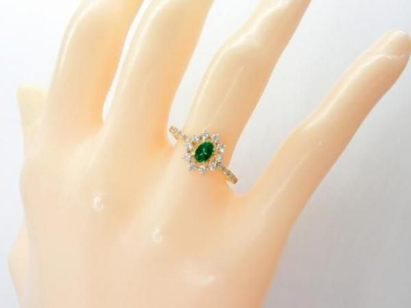 エメラルド ダイヤモンドリング EM 0.27ct D 0.36ct K18YG 日独宝石