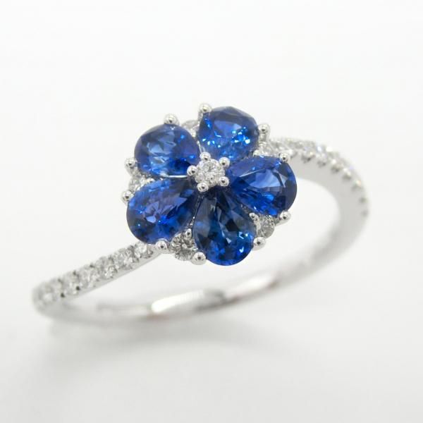 サファイア フラワーモチーフダイヤモンドリング SA 0.82ct D 0.21ct