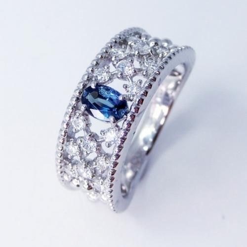 Pt900 アレキサンドライト H&Cダイヤモンドリング エクセルオリジナル