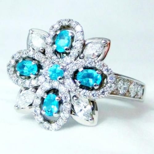 ブラジル産パライバトルマリン ダイヤモンドリング PA 0.26ct D 0.70ct