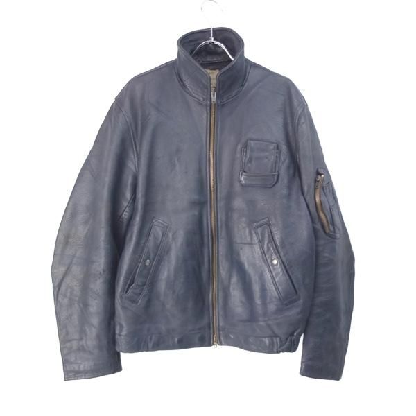 フランス軍 レザー パイロットジャケット グレー ダメージ メンズ