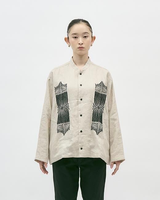 ポルト（刺繍）チャイナカラーシャツ（長袖）