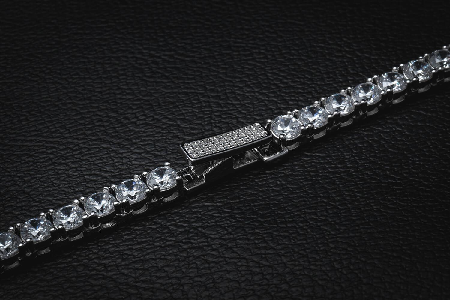 シルバー テニスブレスレット 幅4mm 18cm-19cm AHBL-D042-CROSS