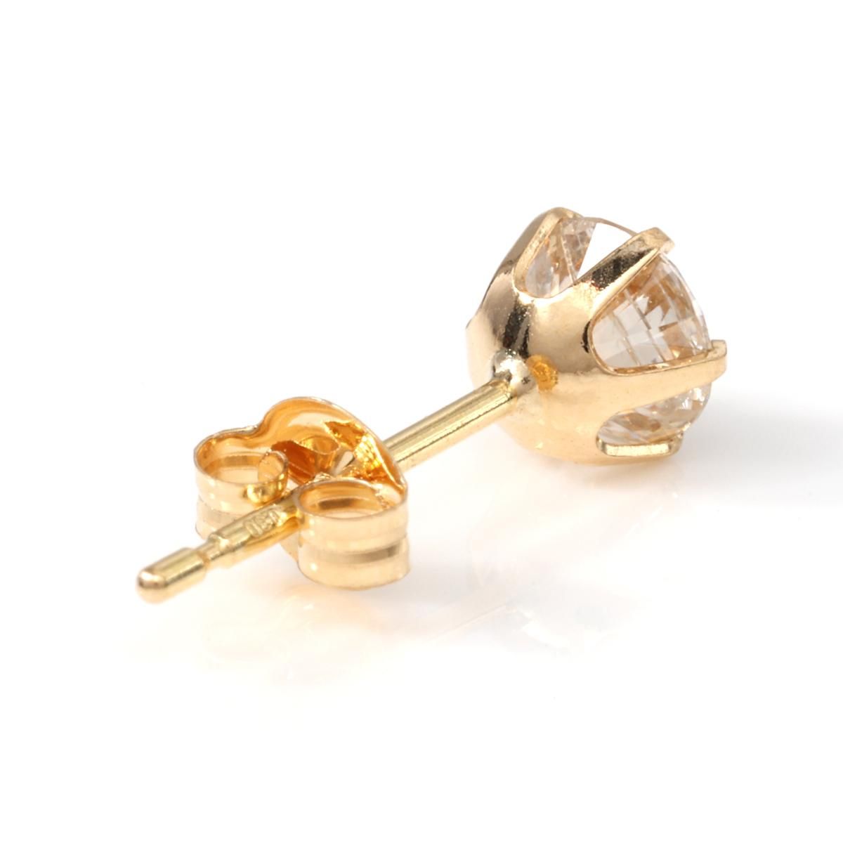 ダイヤモンド 18K イエローゴールド ソリティアピアス 4.5mm