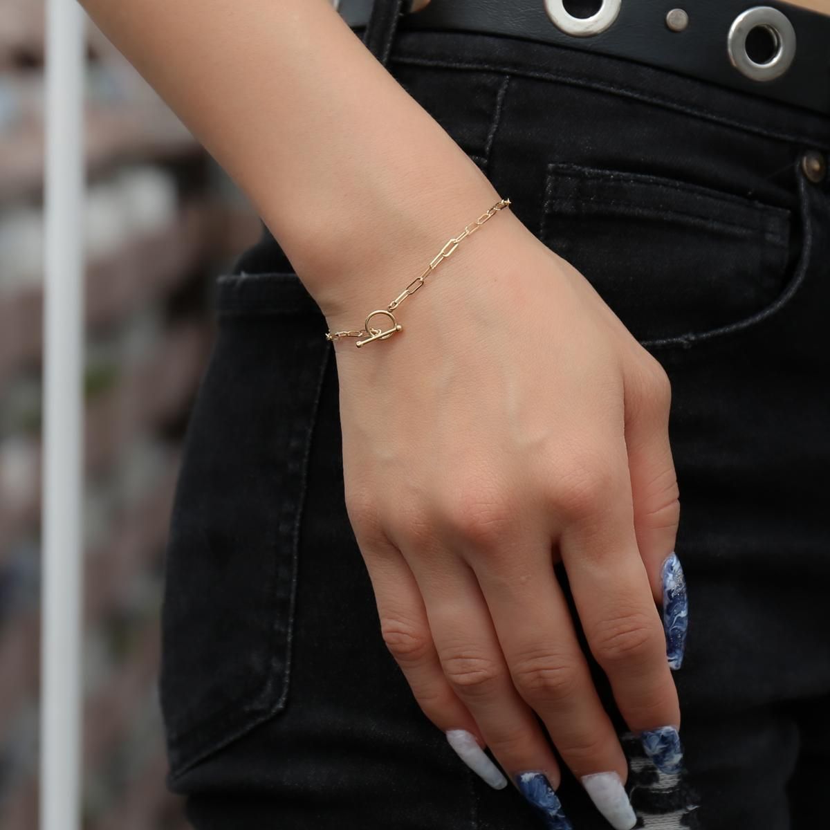 10K イエローゴールド ペーパークリップブレスレット 幅2mm 16cm-18cm