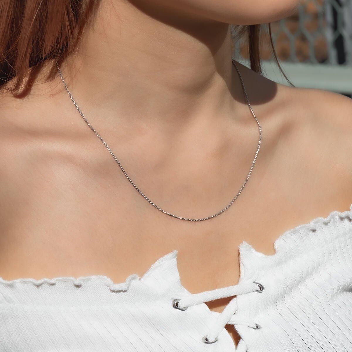 10K ホワイトゴールド ロープネックレス 幅1.7mm 40cm-55cm 030CRD-W