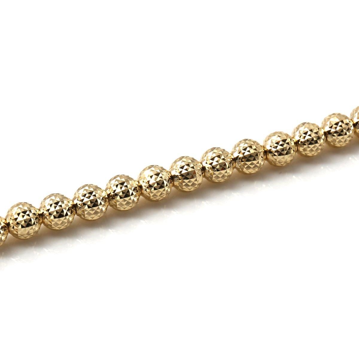 10K イエローゴールド カットボールブレスレット 幅4.8mm 20cm