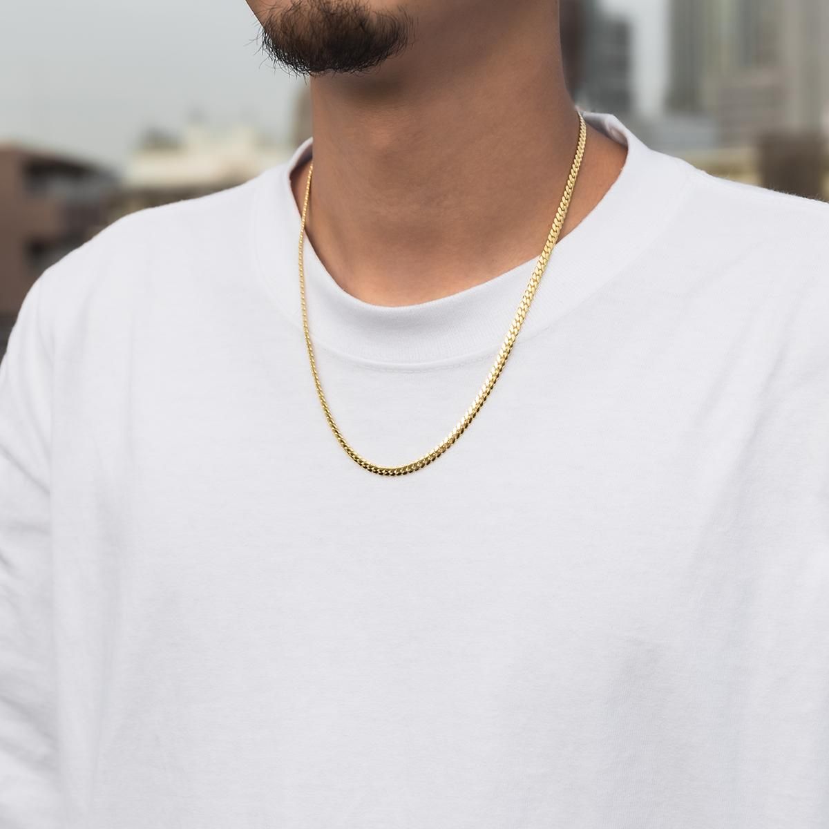 10K イエローゴールド マイアミネックレス 幅4mm 45cm-55cm KKP7894