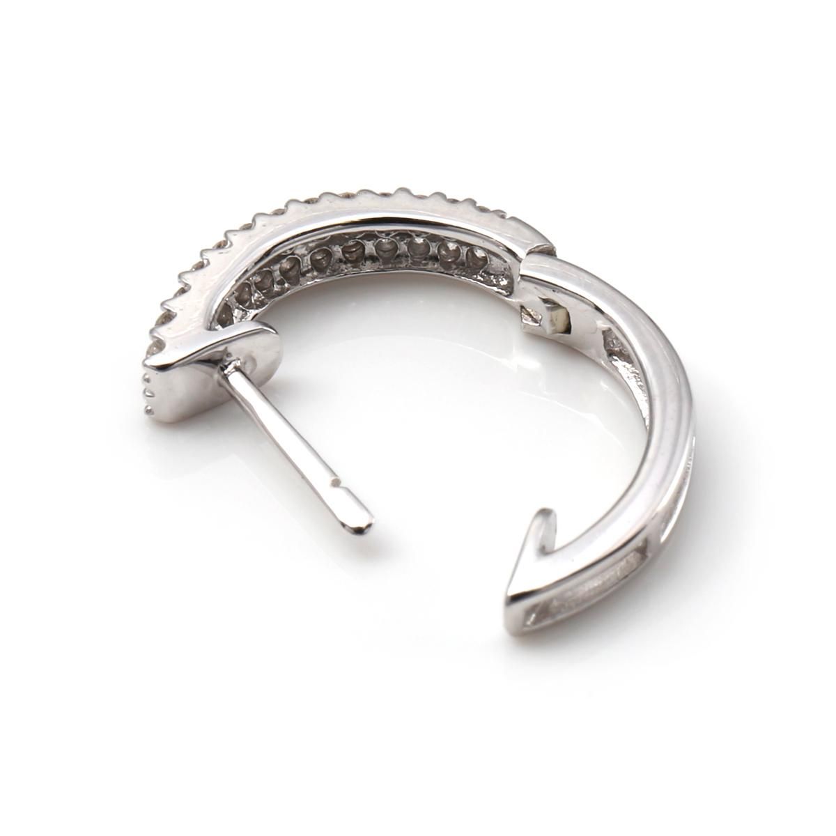 ダイヤモンド 10K ホワイトゴールド ピアス 14mm E2226R-10W