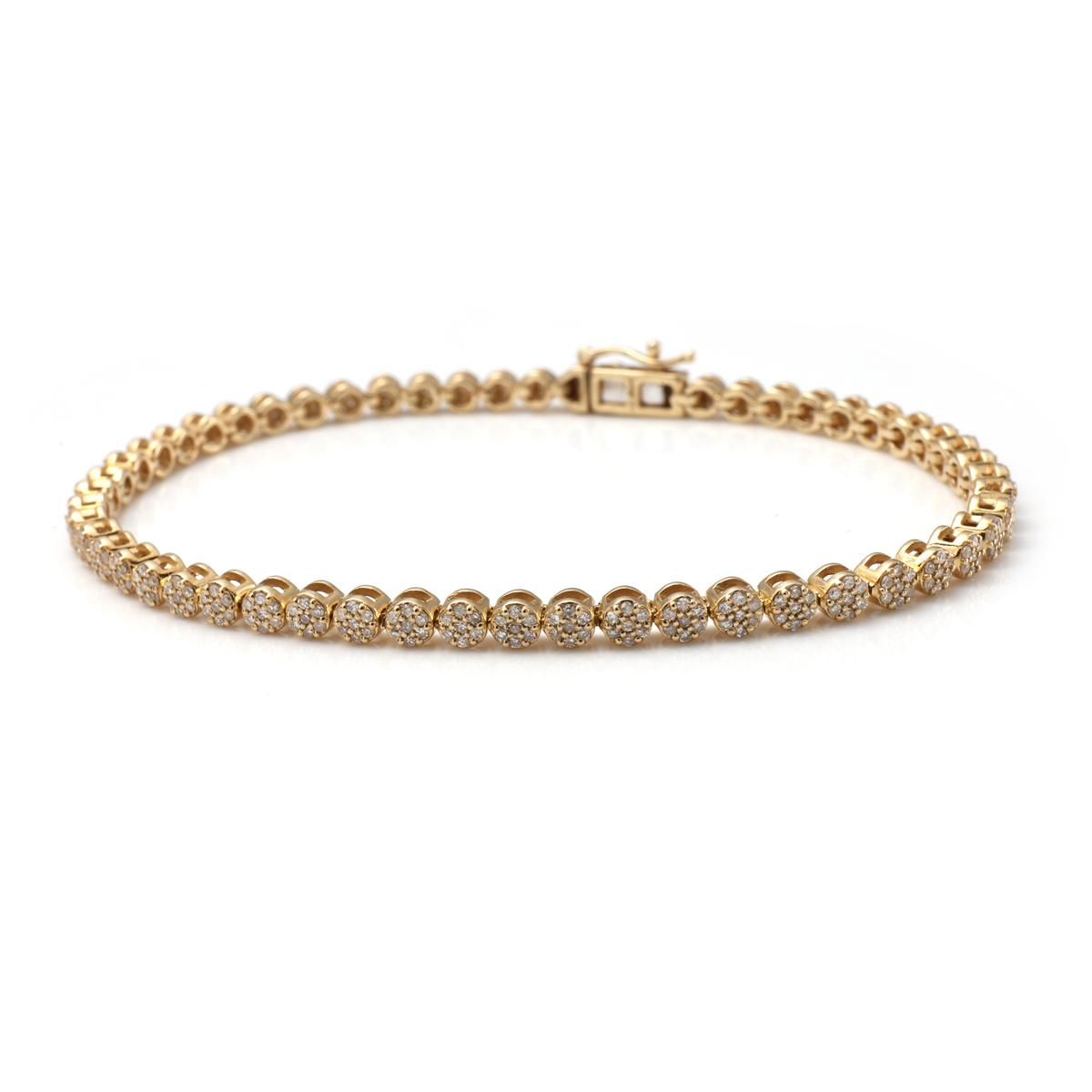 ダイヤモンド 10K イエローゴールド ブレスレット 幅3.2mm 19cm