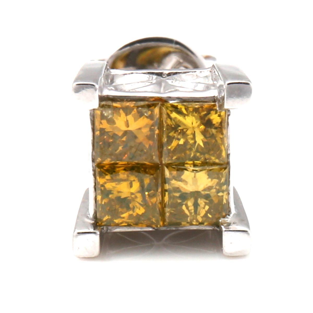 ダイヤモンド 14K ホワイトゴールド ピアス 6.5mm YELD4X4-L