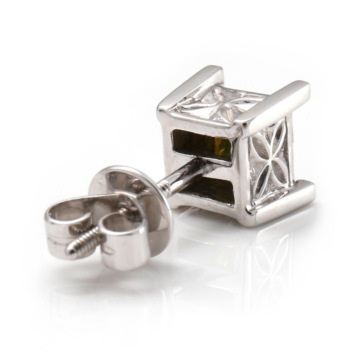 ダイヤモンド 14K ホワイトゴールド ピアス 6.5mm YELD4X4-L