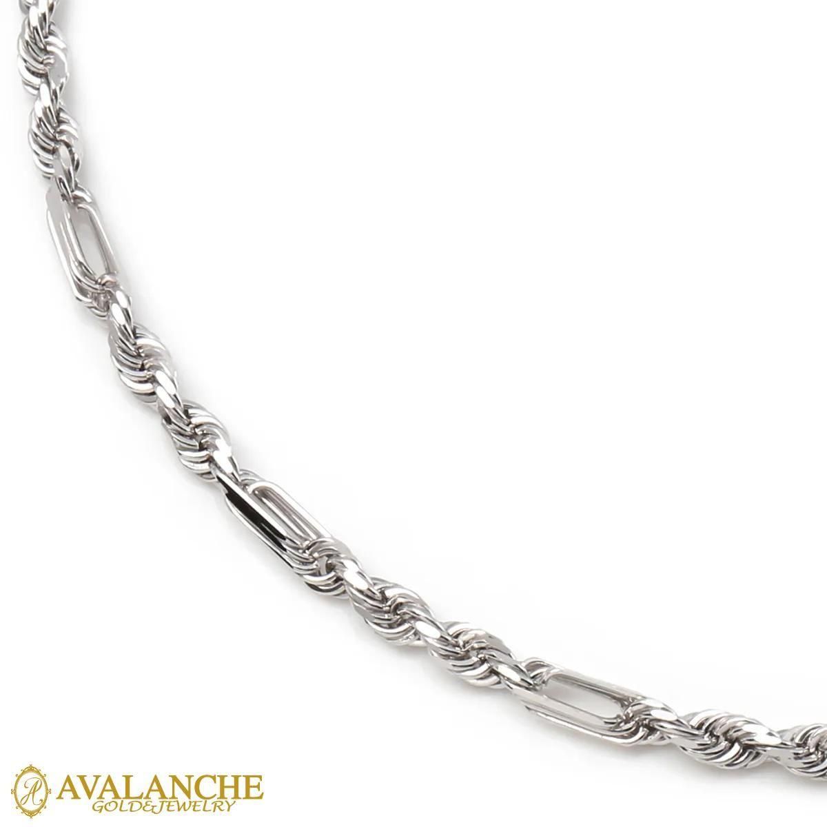 10K ホワイトゴールド フィガロープネックレス 幅2.8mm 45cm-55cm