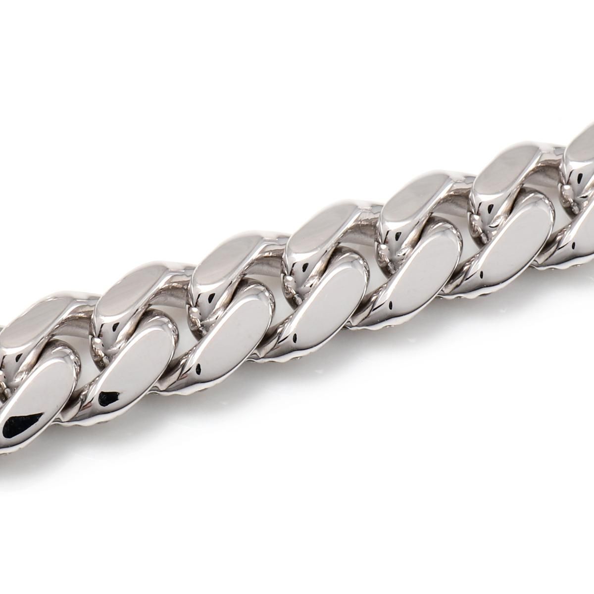 ダイヤモンド 10K ホワイトゴールド マイアミブレスレット 幅8.2mm