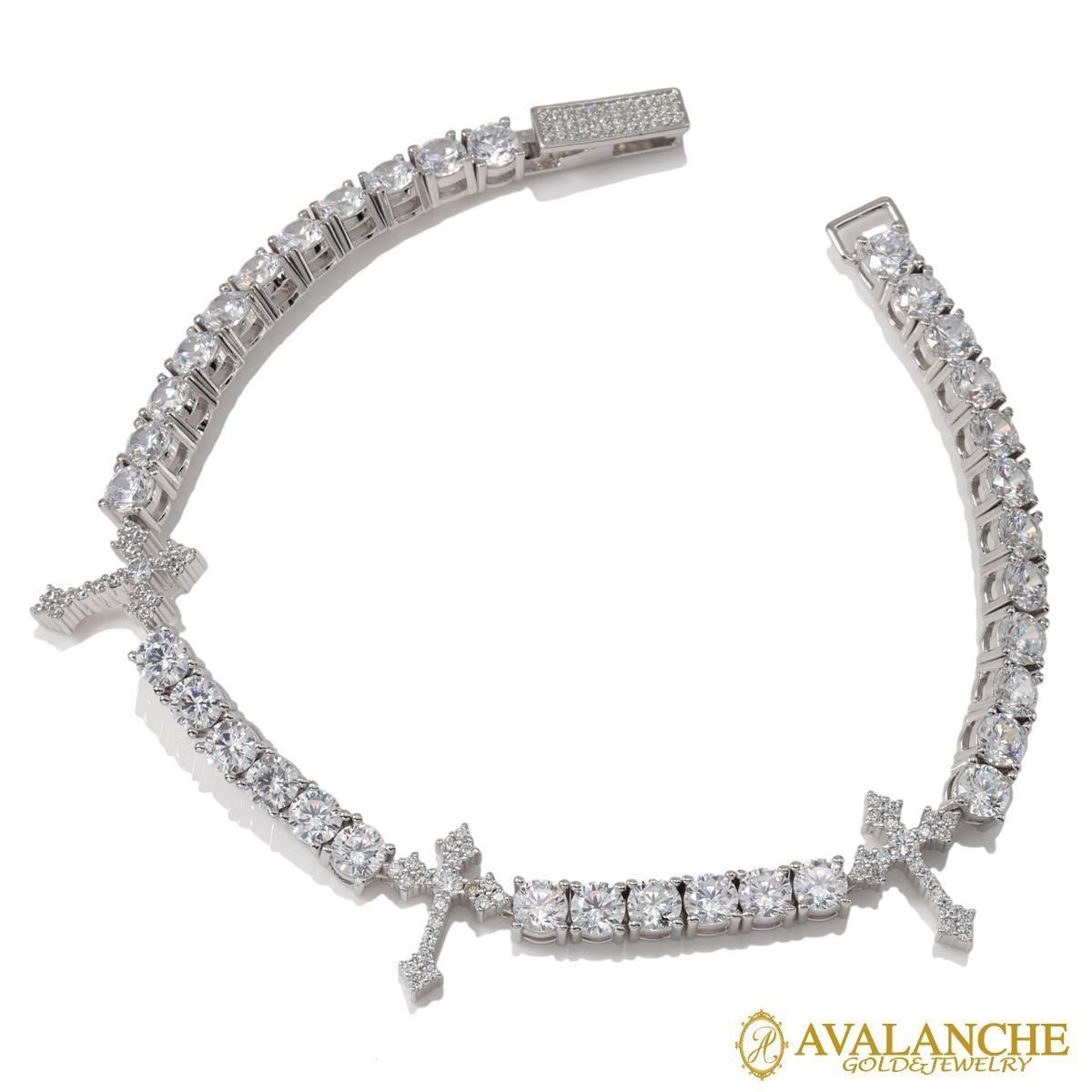 シルバー テニスブレスレット 幅4mm 18cm-19cm AHBL-D042-CROSS