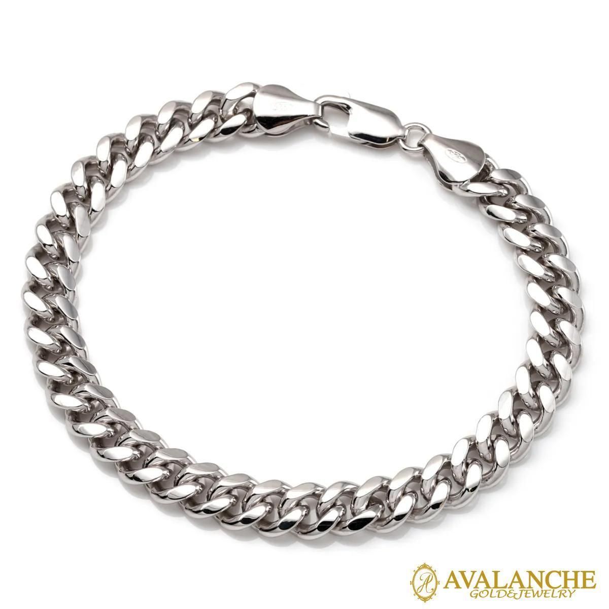 シルバー マイアミブレスレット 幅7.5mm 19cm-21cm A200KMDO2