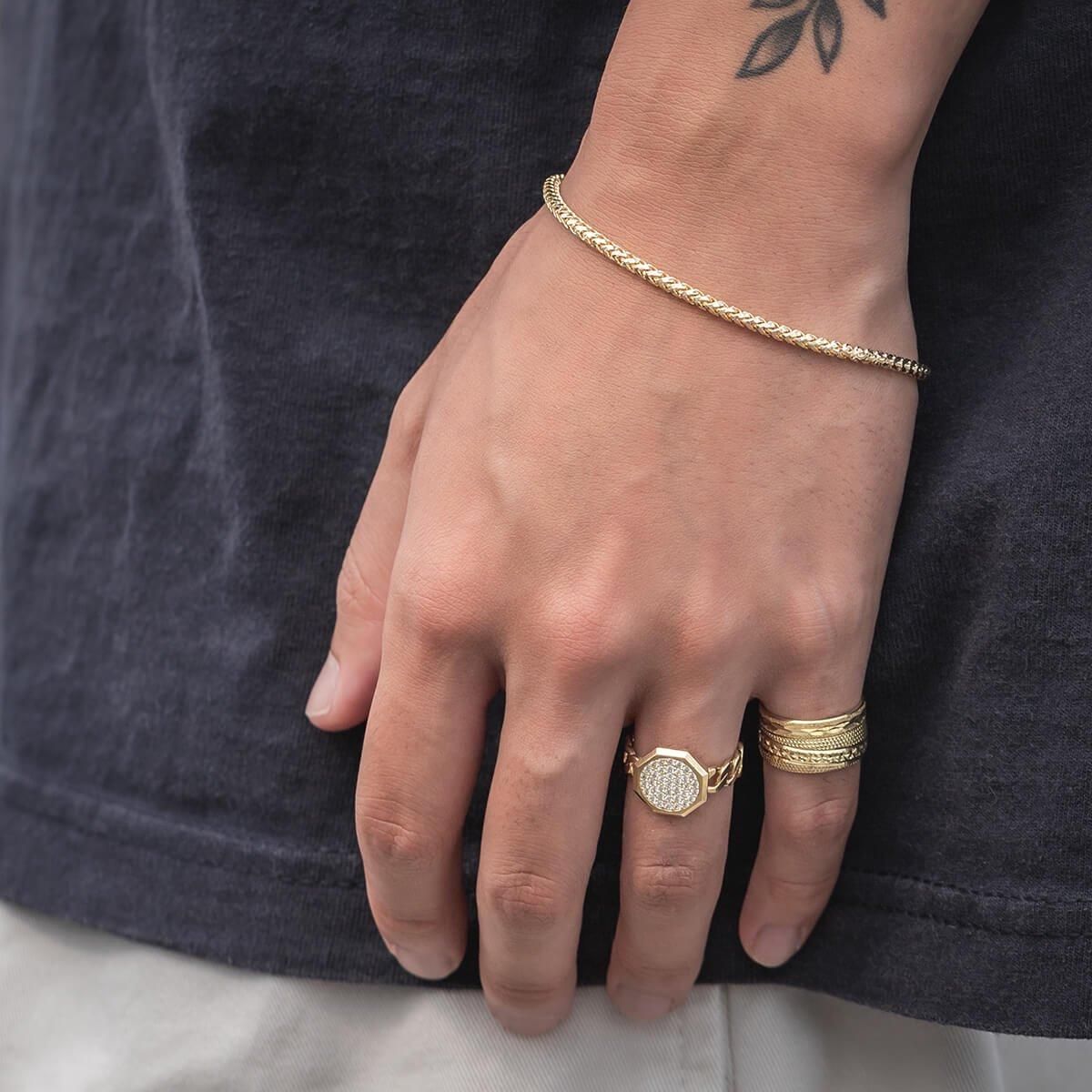 10K イエローゴールド フランクリンブレスレット 幅2.5mm 19cm