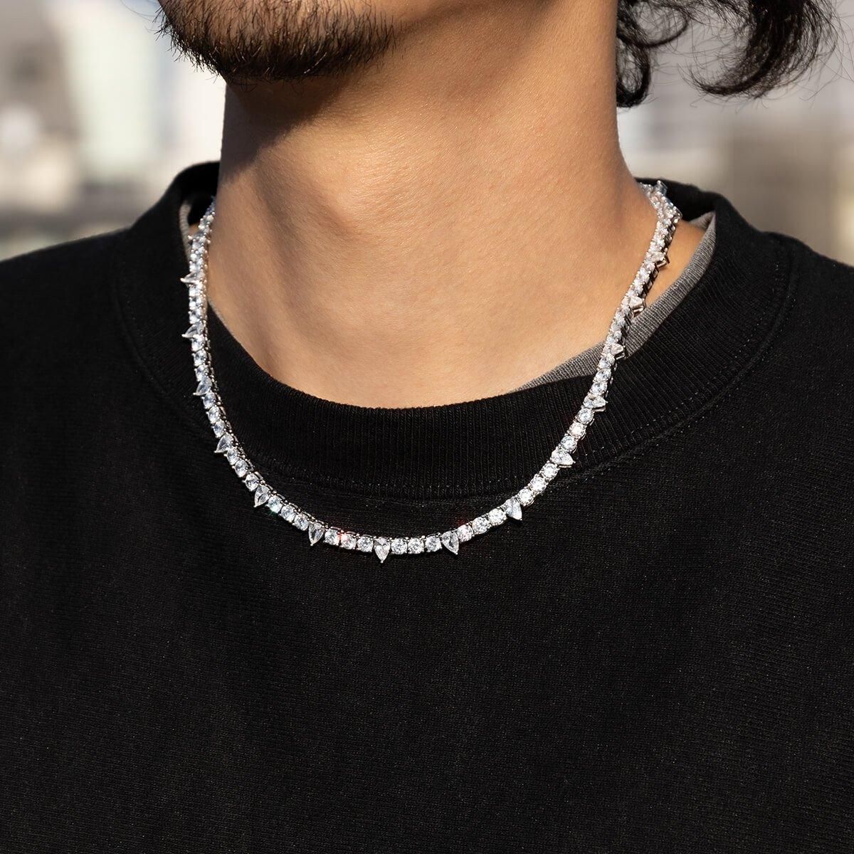 シルバー スパイクテニスネックレス 幅6.8mm 45cm-50cm SPIKE01-NE