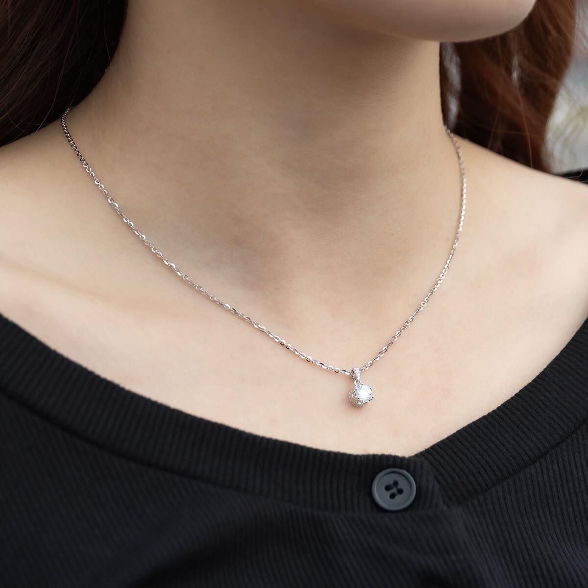 モアサナイト シルバー ネックレス&ペンダント 41cm-46cm CROWN-0.5CT