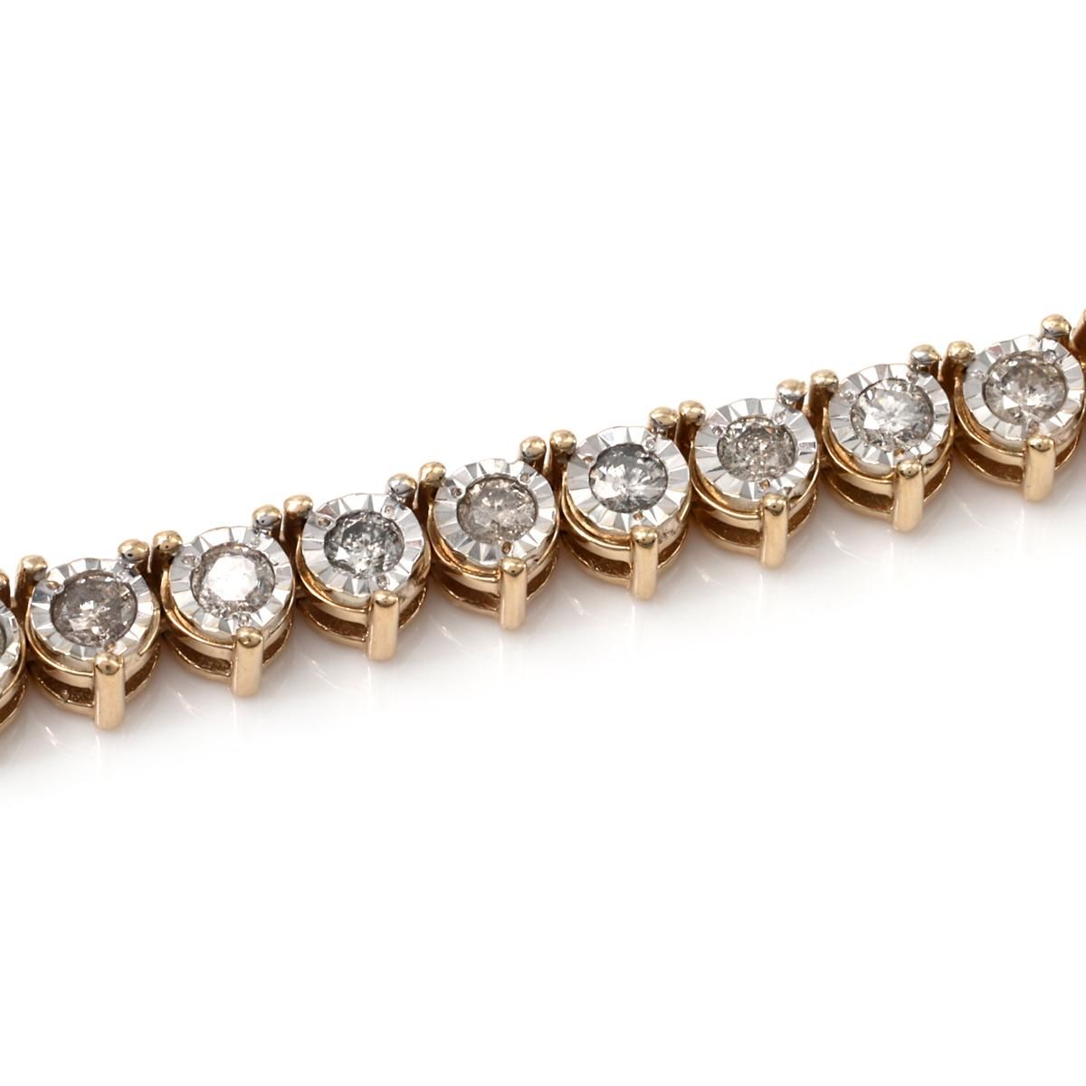 ダイヤモンド 10K イエローゴールド テニスネックレス 幅4.5mm 51cm