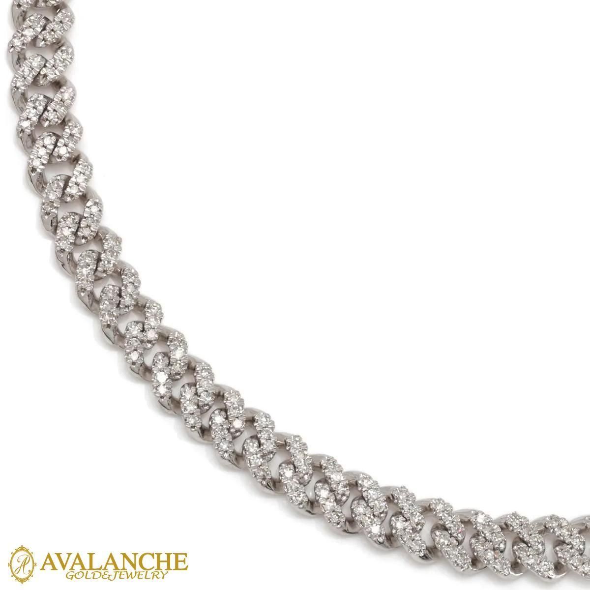 ダイヤモンド 10K ホワイトゴールド マイアミネックレス 幅5.8mm 51cm