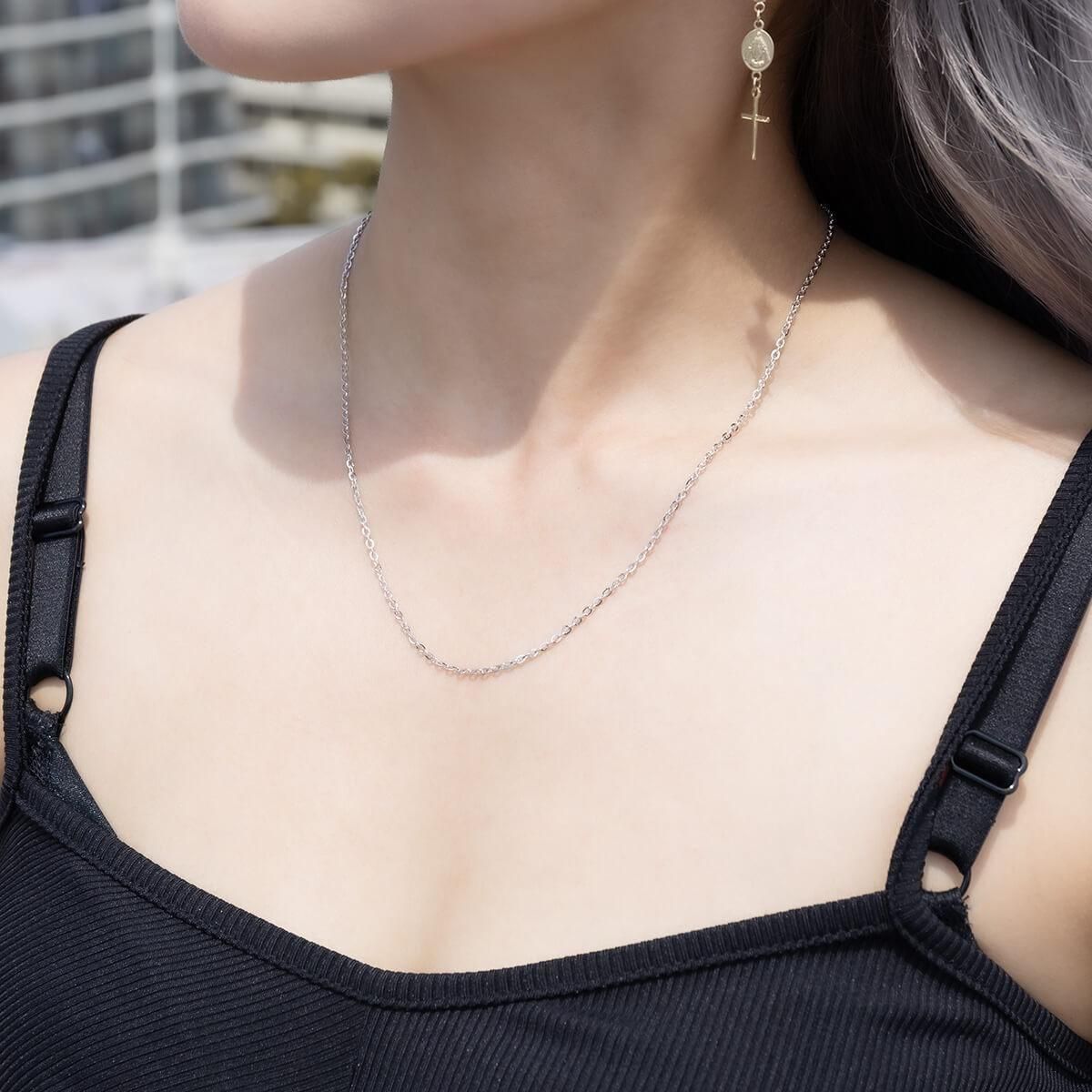 10K ホワイトゴールド クロスケーブルネックレス 幅2mm 45cm-60cm ｸﾛｽ