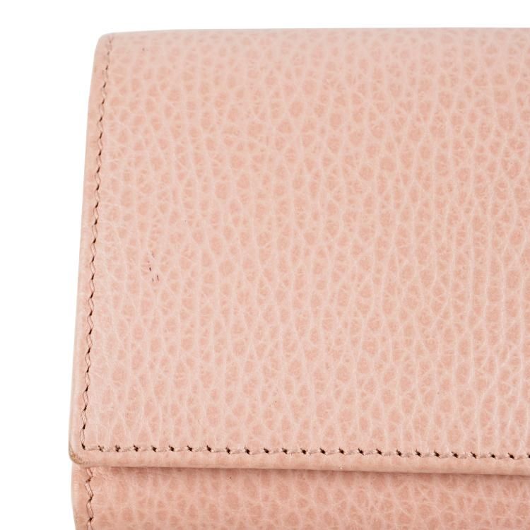 GGマーモント レザー三つ折りミニ財布 ピンク ユーズド|グッチ GUCCI
