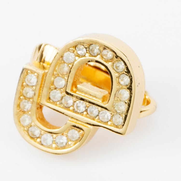 CDロゴラインストーンイヤリング ゴールド ヴィンテージ|ディオール