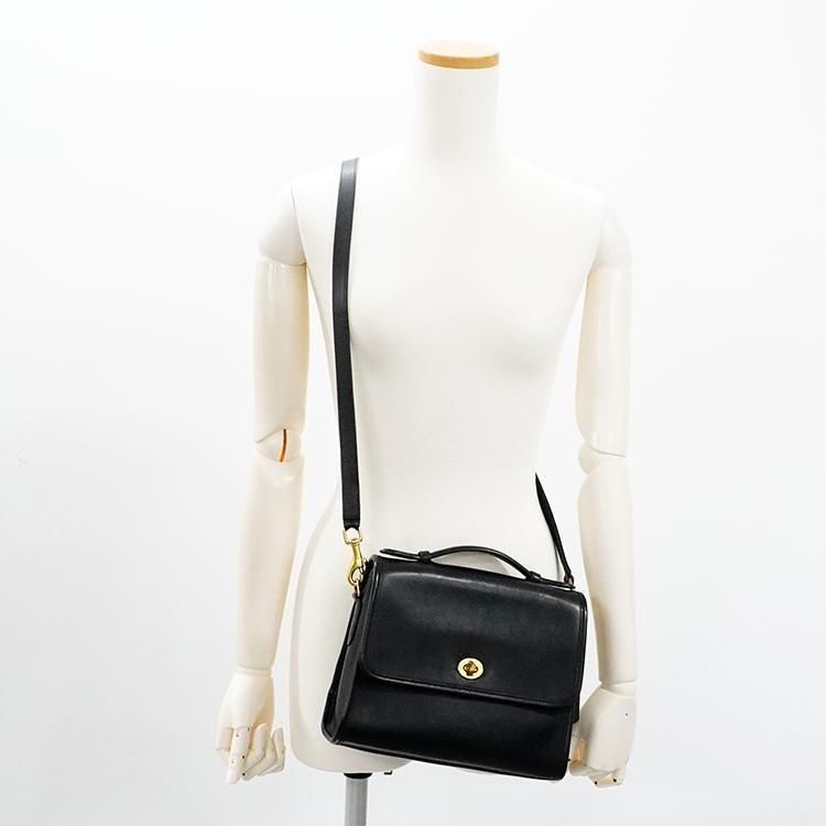 COACH コーチ ターンロック2WAYフラップショルダーバッグ ブラック