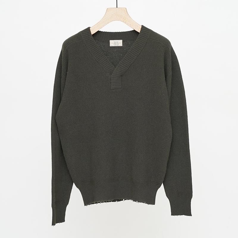 Nikki ESSENTIAL PIECES】Wool Harf Cardigan ST V-neck Khaki