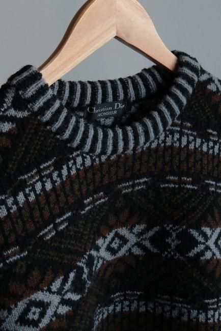 vintage】Christian Dior / fair isle wool knit sweater - Madder vintage