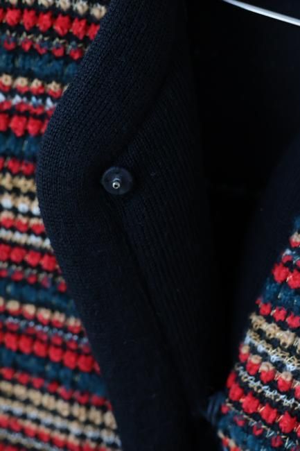 vintage】Yves Saint Laurent / gold retro button collarless knit