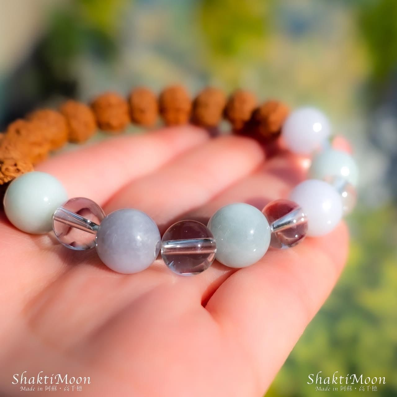 成功と繁栄のお守り！ライトグリーン×ラベンダー翡翠（ひすい）×水晶