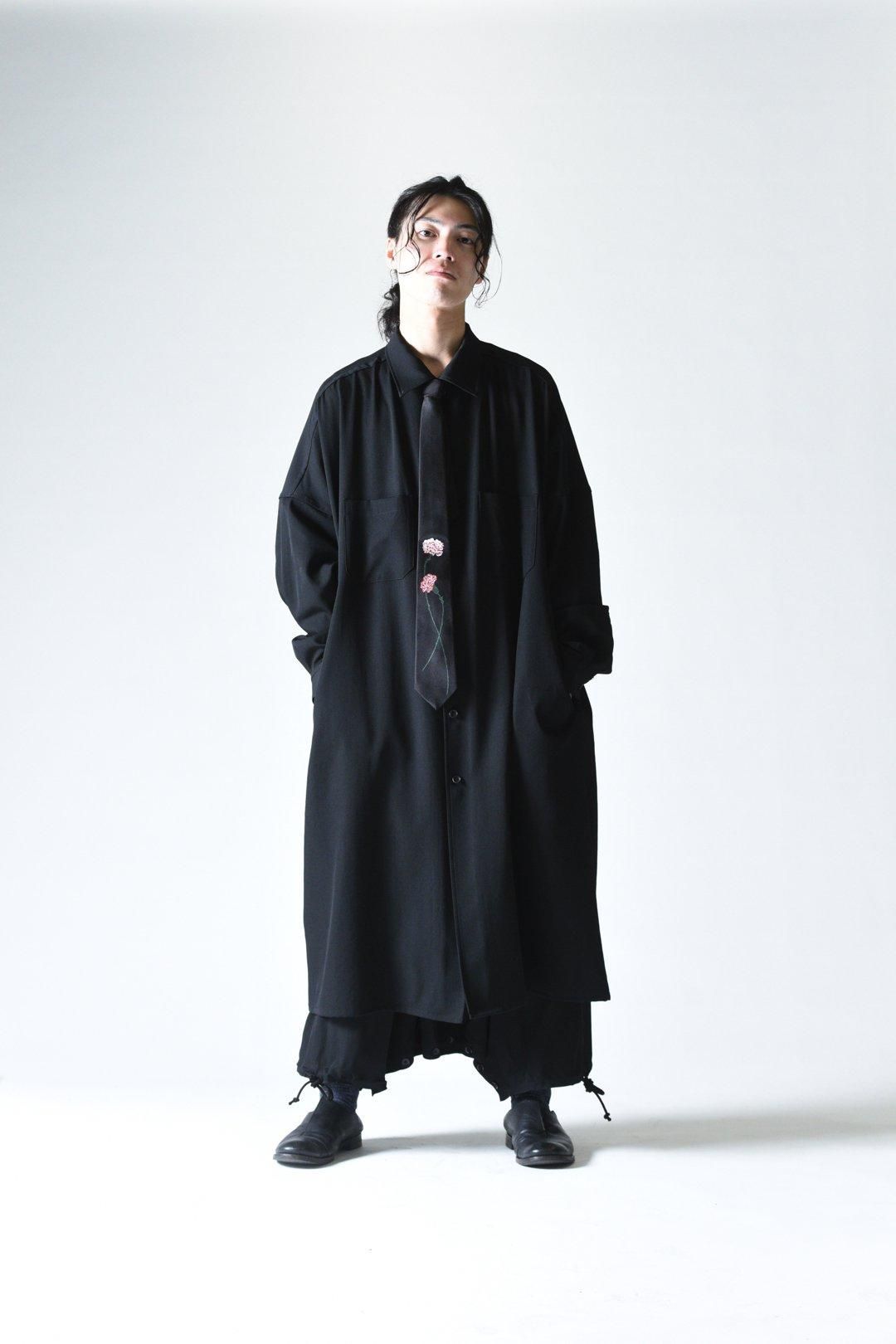 Yohji Yamamoto POUR HOMME シワギャバステンカラーロングブラウス